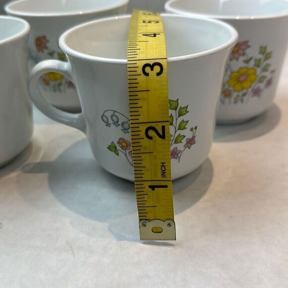 Vtg Corelle Corning Spring Bloom Meadow Coffee Cups Set 5 Tea Flowers 8 oz - Picture 8 of 8